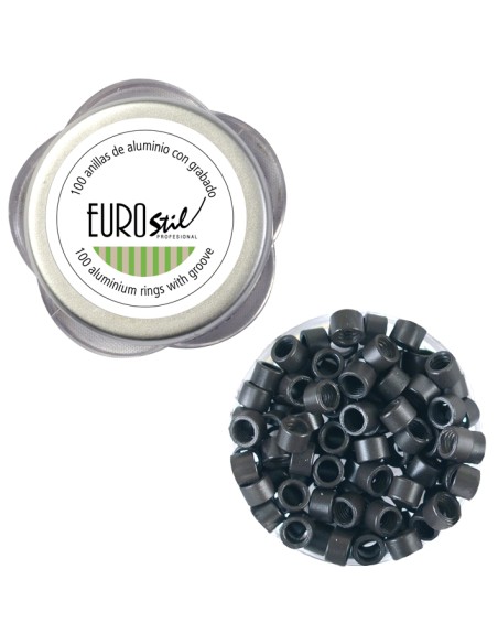BOTE DE 100 ANILLAS DE ALUMINIO CON GRABADO CASTAÑO OSCURO EUROSTIL