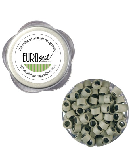 BOTE DE 100 ANILLAS DE ALUMINIO CON GRABADO RUBIO PLATINO EUROSTIL