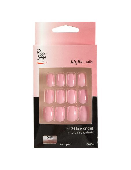 KIT 24 UÑAS ARTIFICIALES IDYLLIC BABY PINK PEGGY