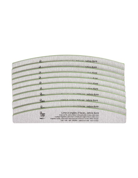 LIMA DE UÑAS 2 CARAS MEDIA LUNA 100/180 LOTE 10 UNDS ZEBRA PEGGY