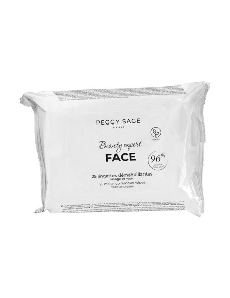 25 TOALLITAS DESMAQUILLADORAS ROSTRO Y OJOS PEGGY