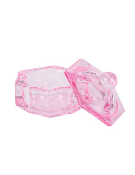 VASITO DE CRISTAL ROSA CON TAPA MOLLY LAC