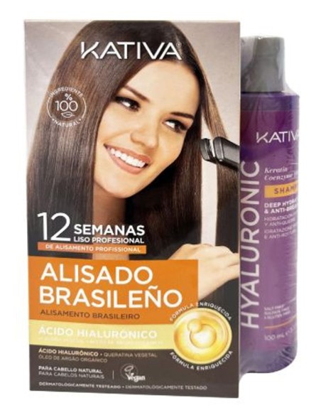KIT ALISADO BRASILEÑO CON ACIDO HIALURONICO + CHAMPU 100 ML KATIVA